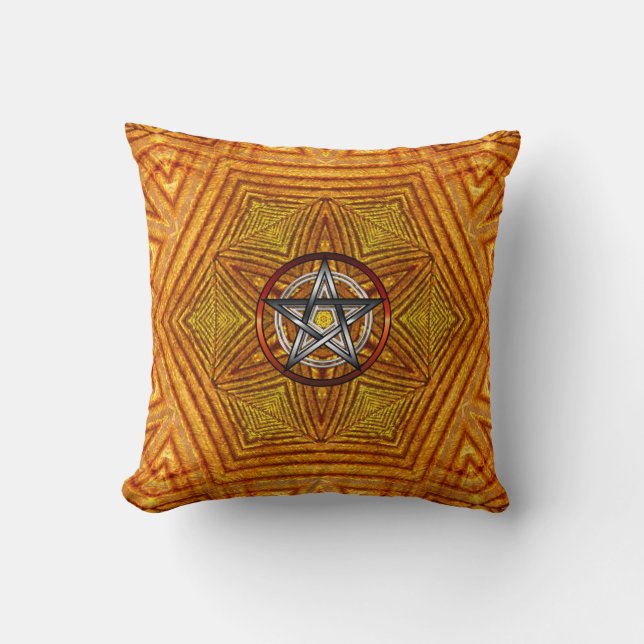 Goldene Einheit : Geometrisches Pentagramm Kissen  (Vorderseite)