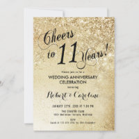 Goldene Einladung zum 11. Hochzeitstag
