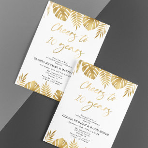 Goldene Einladung zur 10. Hochzeitstag-Feier