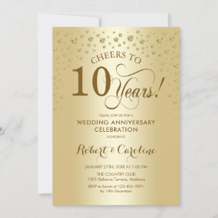 Goldene Einladung zur 10-Jahres-Feier