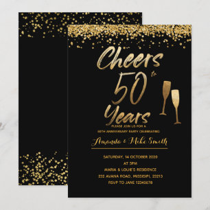 Goldene Einladung zur 50. Hochzeitstag-Feier