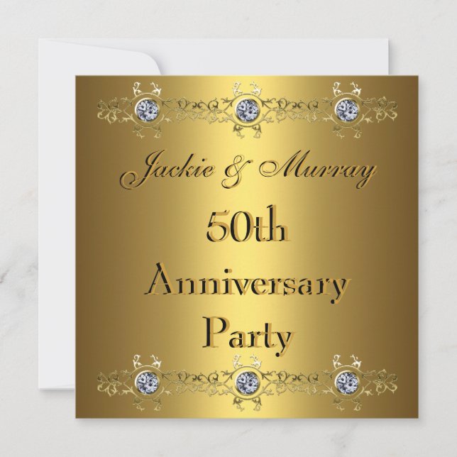 Goldene Einladungen 50 Jahre Party (Vorderseite)
