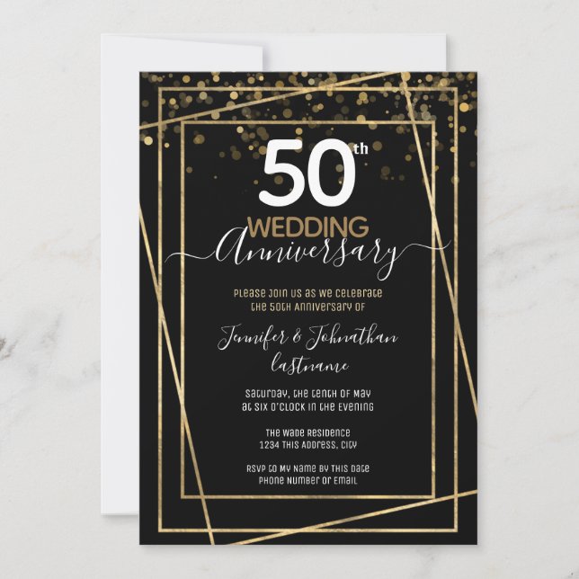 Goldene Einladungen zum 50-jährigen Jubiläum (Vorderseite)