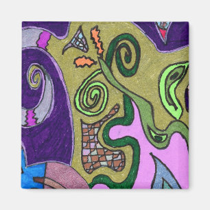 "Goldene Elefant"-Original abstrakt Magnet