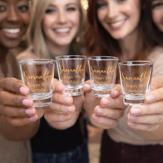 Goldene Elegance Frohes 30. Geburtstag Schnapsglas