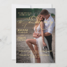 Goldene, elegante Einladung zur Hochzeit von Kalli