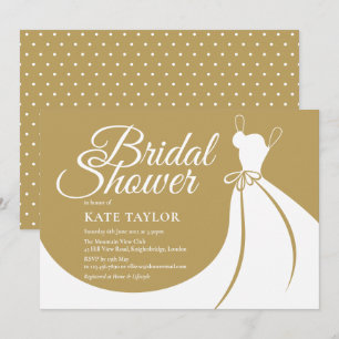 Goldene, elegante Gown Bridal Dusche Einladung