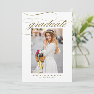 Goldene elegante Kalligrafie-Foto-Abschluss Einladung