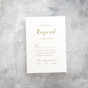 Goldene, elegante, romantische Hochzeit RSVP Karte