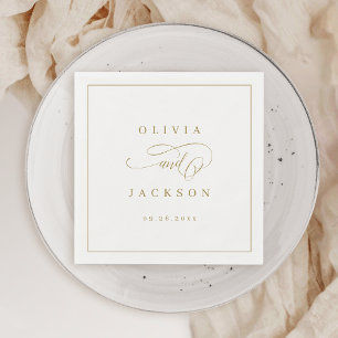 Goldene, elegante, romantische Hochzeit Serviette