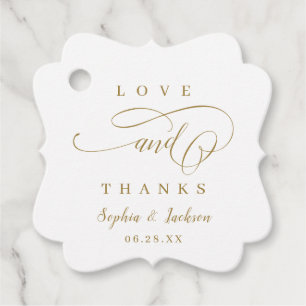 Goldene, elegante, romantische Script-Gastgeschenk Geschenkanhänger