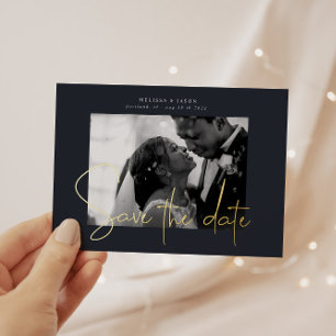 Goldene elegante Schrift Save The Date Hochzeit Folieneinladung
