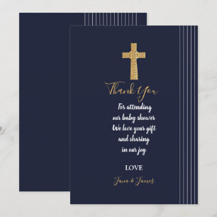 Goldene, elegante Typografie in Blau Vielen Dank Einladung