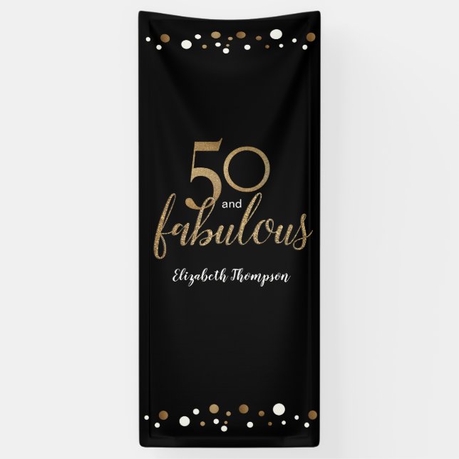 "Goldene Eleganz: 50 & fabelhafte Personalisierte  Banner (Vertikal)