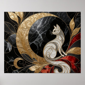Goldene Eleganz: Die verzauberte Katze Poster