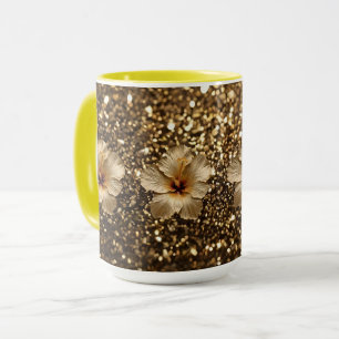 Goldene Eleganz: Goldener Hibiskus-Shimmer Tasse