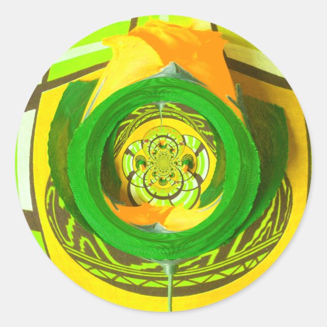 Goldene Eleganz: Schöne Afrikanische Gelbe Rose Runder Aufkleber (Vorderseite)