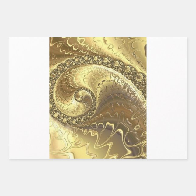 Goldene Eleganz:Set von 3 flachen Umschlagpapier Geschenkpapier Set (Vorderseite)