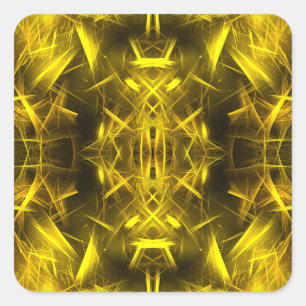 Goldene elektrische Plasma-Fraktal-Kunst Quadratischer Aufkleber