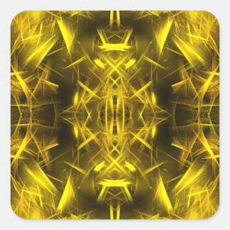 Goldene elektrische Plasma-Fraktal-Kunst Quadratischer Aufkleber
