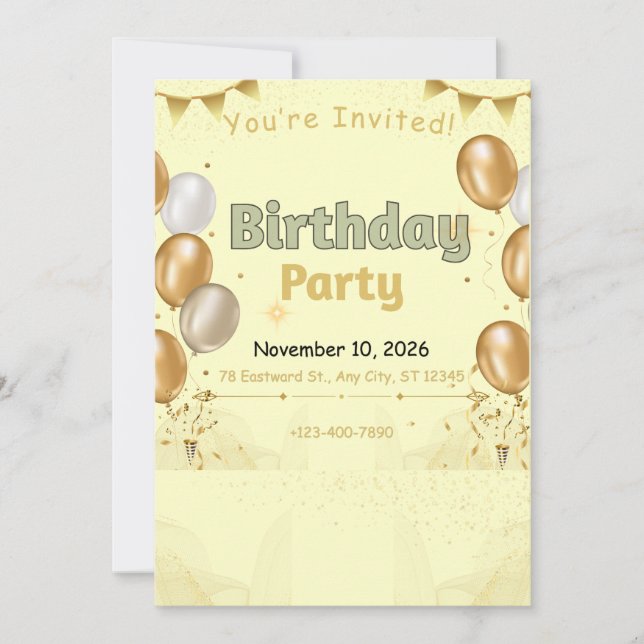Goldene Elemente Geburtstag Einladung (Vorderseite)