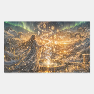 Goldene Elfen-Fantasy-Lichter – Impressionistische Rechteckiger Aufkleber