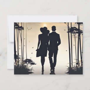 Goldene Embrace Silhouette der Liebe bei Sonnenunt Postkarte