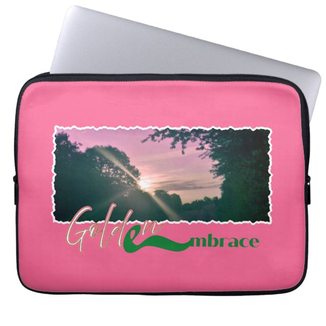 Goldene Embrase Sonnenuntergang Landschaft Print Laptopschutzhülle (Vorderseite)