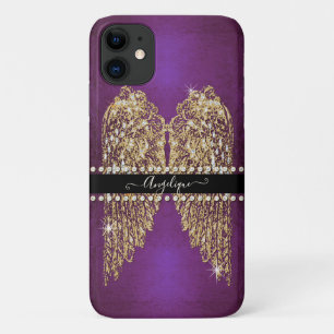 Goldene Engel Flügel Lila Foil Look Diamantschmuc Case-Mate iPhone Hülle