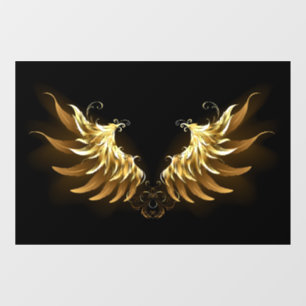Goldene Engelsflügel auf schwarzem Hintergrund Fensteraufkleber