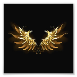 Goldene Engelsflügel auf schwarzem Hintergrund Fotodruck