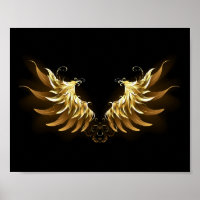 Goldene Engelsflügel auf schwarzem Hintergrund