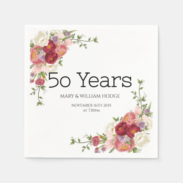 "Goldene Erinnerungen: 50 Jahre Liebe feiern" Serviette (Vorderseite)