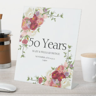 "Goldene Erinnerungen: 50 Jahre Liebe feiern" Sockelschild