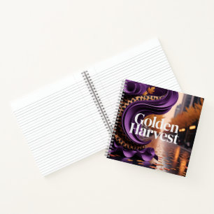 Goldene Ernte Lila Leopard Herbst Luxus Design Notizbuch