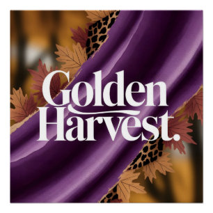 Goldene Ernte Luxus Lila Seide Herbst Design Poster