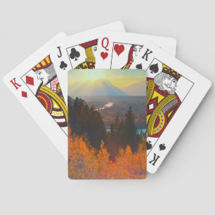 Goldene Espen oberhalb des Snake River bei Sonnenu Spielkarten