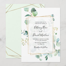 Goldene Eukalyptus-Hochzeit Einladung