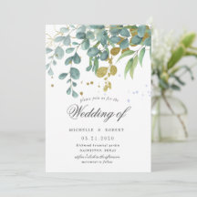 Goldene Eukalyptusgrün Einladung