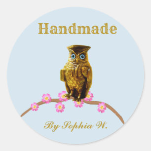 Goldene Eule Handmade Aufkleber
