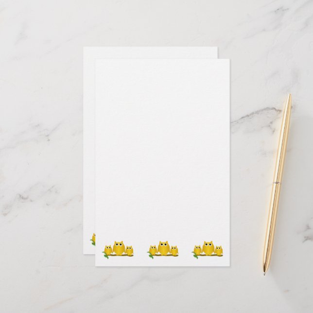 Goldene Eulen Design Briefpapier (Vorderseite/Rückseite Beispiel)