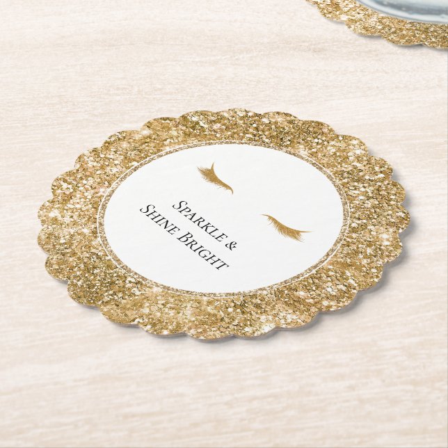 Goldene Eyelashes gürtelförmige Glitzer Untersetzer (angewinkelt)