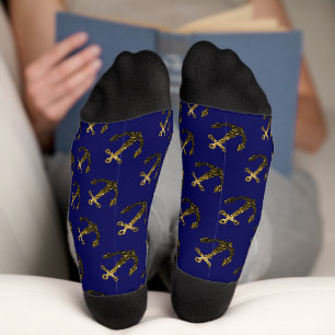 Goldene falsche funkelnde Glitter-Anker-Muster-Nav Socken