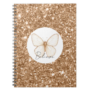 Goldene falsche Glitter Weiße Butterfly Notizblock