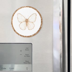 Goldene falsche Glitter Weiße Schmetterling Magnet