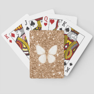 Goldene falsche Glitter Weiße Schmetterling   Spielkarten