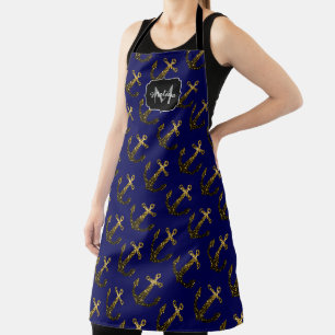 Goldene falsche Glitzer Anker Muster navy Monogram Schürze