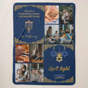 Goldene Familienfoto Hanukkah-Wunder Navyblau Sherpadecke