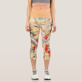 Goldene Farbe Abstrakt Capri Leggings