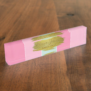 Goldene Farbe Schlaganfall Farbenfrost Rosa Streif Namensplakette